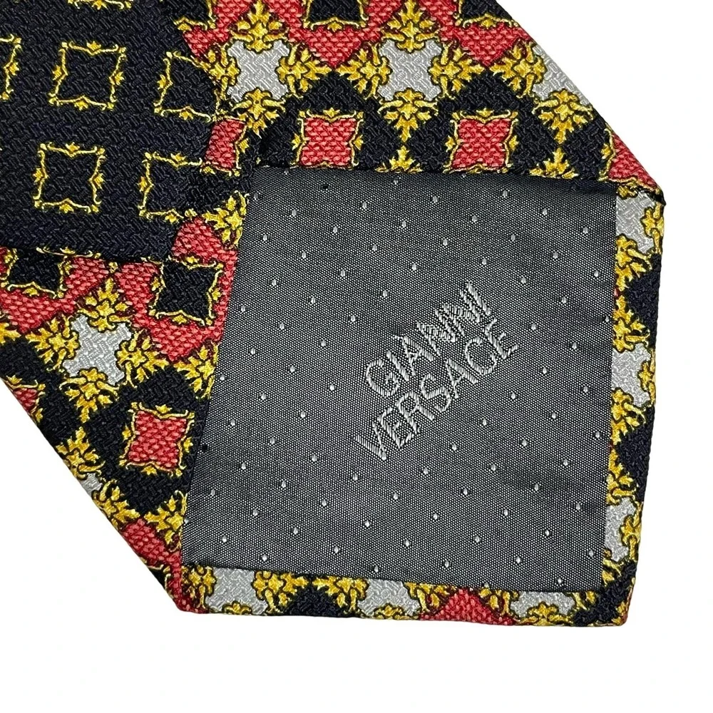 Gianni Versace‎ Men's Vintage Silk Necktie Geometric Squares Designer